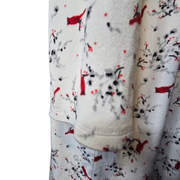 Secret Treasures Floral Fleece Long Nightgown Birds Floral Lace Size 3X - Picture 4 of 8